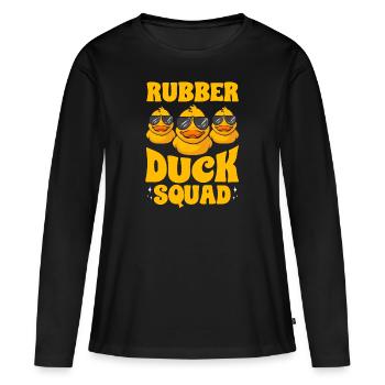 Canard en caoutchouc Canard en caoutchouc - T-shirt manches longues Premium bio Femme - noir - Devant - Julia (174cm)