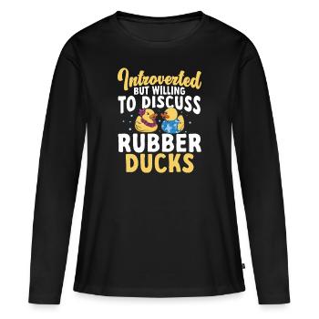 Quietscheentchen Quietscheente Gummiente - Frauen Premium Bio Langarmshirt - Schwarz - Vorne - Julia (174cm)