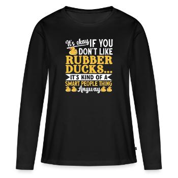 Canard en caoutchouc Canard en caoutchouc - T-shirt manches longues Premium bio Femme - noir - Devant - Julia (174cm)