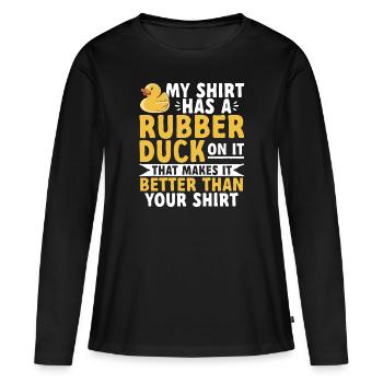 Canard en caoutchouc Canard en caoutchouc - T-shirt manches longues Premium bio Femme - noir - Devant - Julia (174cm)