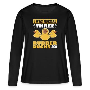 Canard en caoutchouc Canard en caoutchouc - T-shirt manches longues Premium bio Femme - noir - Devant - Julia (174cm)