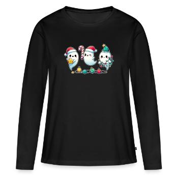 Fantômes pour les fantômes de Noël - T-shirt manches longues Premium bio Femme - noir - Devant - Julia (174cm)
