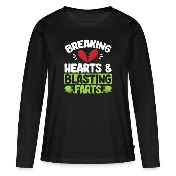 fart farting farting farting - Women's Premium Organic Long Sleeve Shirt - black - Front - Julia (174cm)