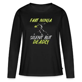 fart farting farting farting - Women's Premium Organic Long Sleeve Shirt - black - Front - Julia (174cm)