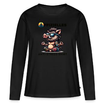 Méditation & Yoga Officiel Anti Stress - T-shirt manches longues Premium bio Femme - noir - Devant - Julia (174cm)