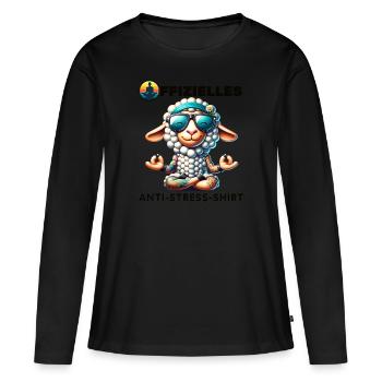 Méditation & Yoga Officiel Anti Stress - T-shirt manches longues Premium bio Femme - noir - Devant - Julia (174cm)