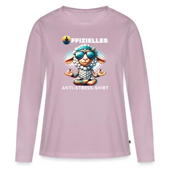 Méditation & Yoga Officiel Anti Stress - T-shirt manches longues Premium bio Femme - rose poudré - Devant - Julia (174cm)