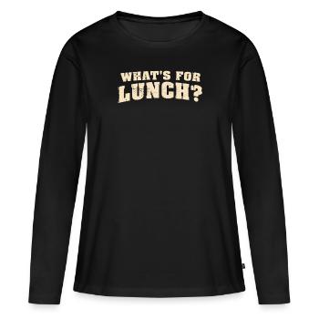 Qu’est-ce qu’on mange pour le déjeuner ? - T-shirt manches longues Premium bio Femme - noir - Devant - Julia (174cm)