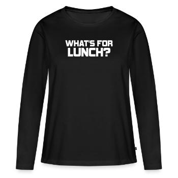 Qu’est-ce qu’on mange pour le déjeuner ? - T-shirt manches longues Premium bio Femme - noir - Devant - Julia (174cm)