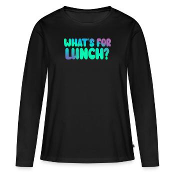 Qu’est-ce qu’on mange pour le déjeuner ? - T-shirt manches longues Premium bio Femme - noir - Devant - Julia (174cm)