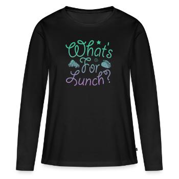 Qu’est-ce qu’on mange pour le déjeuner ? - T-shirt manches longues Premium bio Femme - noir - Devant - Julia (174cm)