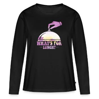 Qu’est-ce qu’on mange pour le déjeuner ? - T-shirt manches longues Premium bio Femme - noir - Devant - Julia (174cm)