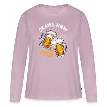 Crawl Now Adult Later Nightlife Pub Crawl - Frauen Premium Bio Langarmshirt - Altrosa - Vorne - Julia (174cm)