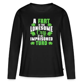 fart farting farting farting - Women's Premium Organic Long Sleeve Shirt - black - Front - Julia (174cm)