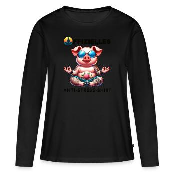 Méditation & Yoga Officiel Anti Stress - T-shirt manches longues Premium bio Femme - noir - Devant - Julia (174cm)