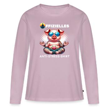 Méditation & Yoga Officiel Anti Stress - T-shirt manches longues Premium bio Femme - rose poudré - Devant - Julia (174cm)