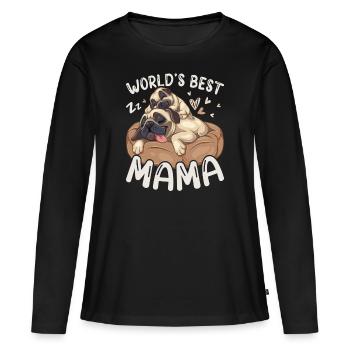 Meilleur maman dormant carlin au monde Mère chiot - T-shirt manches longues Premium bio Femme - noir - Devant - Julia (174cm)