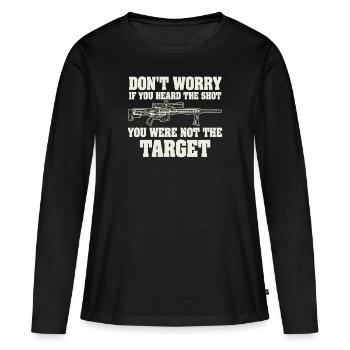 Entendu le coup de feu Jamais la cible Sniper - T-shirt manches longues Premium bio Femme - noir - Devant - Julia (174cm)
