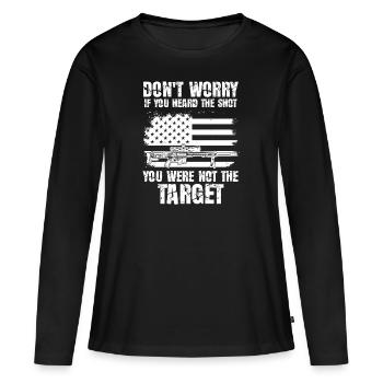 Entendu le coup de feu Jamais la cible Sniper - T-shirt manches longues Premium bio Femme - noir - Devant - Julia (174cm)