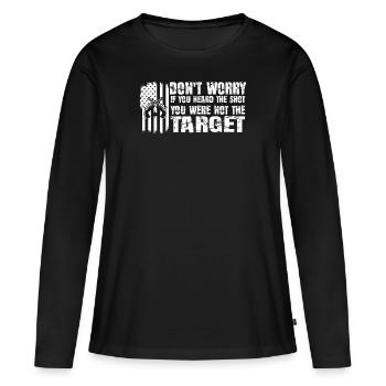 Entendu le coup de feu Jamais la cible Sniper - T-shirt manches longues Premium bio Femme - noir - Devant - Julia (174cm)