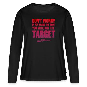 Entendu le coup de feu Jamais la cible Sniper - T-shirt manches longues Premium bio Femme - noir - Devant - Julia (174cm)