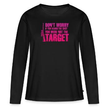 Entendu le coup de feu Jamais la cible Sniper - T-shirt manches longues Premium bio Femme - noir - Devant - Julia (174cm)