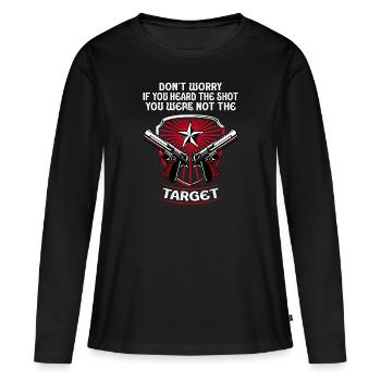 Entendu le coup de feu Jamais la cible Sniper - T-shirt manches longues Premium bio Femme - noir - Devant - Julia (174cm)