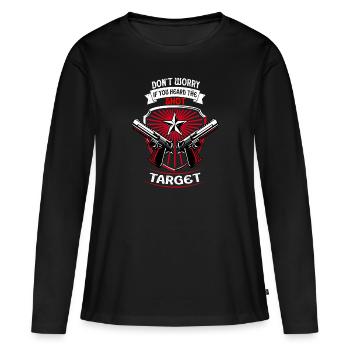 Entendu le coup de feu Jamais la cible Sniper - T-shirt manches longues Premium bio Femme - noir - Devant - Julia (174cm)