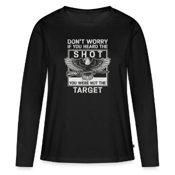 Entendu le coup de feu Jamais la cible Sniper - T-shirt manches longues Premium bio Femme - noir - Devant - Julia (174cm)