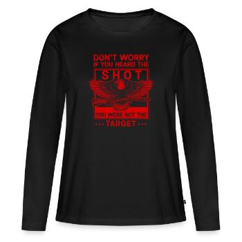 Entendu le coup de feu Jamais la cible Sniper - T-shirt manches longues Premium bio Femme - noir - Devant - Julia (174cm)