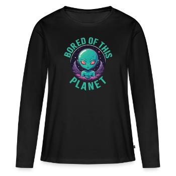 Marre de cette planète. - T-shirt manches longues Premium bio Femme - noir - Devant - Julia (174cm)