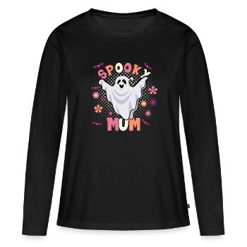 Maman effrayante Maman drôle Halloween fantôme - T-shirt manches longues Premium bio Femme - noir - Devant - Julia (174cm)