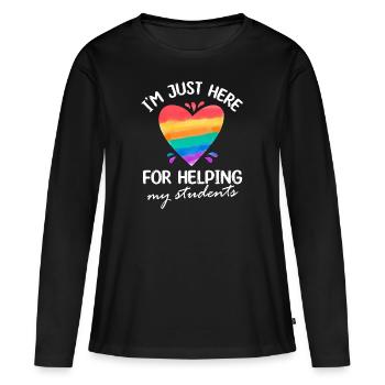 Je suis juste ici pour aider mes élèves Para - T-shirt manches longues Premium bio Femme - noir - Devant - Julia (174cm)