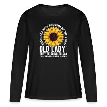 Quand je suis vieux, personne ne dit « Quel mon chéri » - T-shirt manches longues Premium bio Femme - noir - Devant - Julia (174cm)