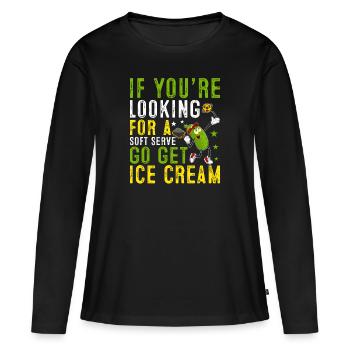 Pickleball Spieler Soft Serve Eiscreme - Frauen Premium Bio Langarmshirt - Schwarz - Vorne - Julia (174cm)