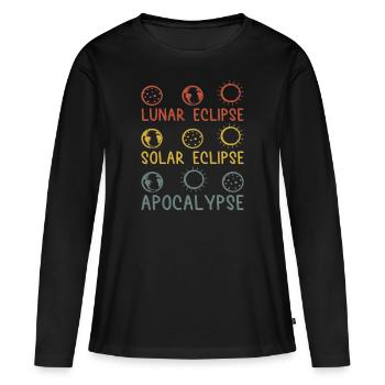 Éclipse Lunaire Solaire Apocalypse Événement Céleste - T-shirt manches longues Premium bio Femme - noir - Devant - Julia (174cm)