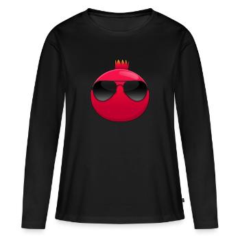 Frucht Vitamine Cooler Granat Apfel - Frauen Premium Bio Langarmshirt - Schwarz - Vorne - Julia (174cm)