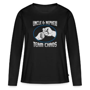 Parrain, oncle, parrain, parrain, oncle et neveu - T-shirt manches longues Premium bio Femme - noir - Devant - Julia (174cm)