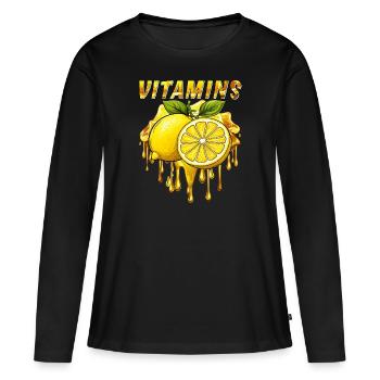 VITAMINES AU CITRON - T-shirt manches longues Premium bio Femme - noir - Devant - Julia (174cm)
