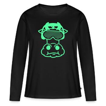 Fête, lait, vache, taureau, ferme, animal, visage, club de musique - T-shirt manches longues Premium bio Femme - noir - Devant - Julia (174cm)