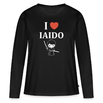 iaido - T-shirt manches longues Premium bio Femme - noir - Devant - Julia (174cm)