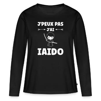 iaido - T-shirt manches longues Premium bio Femme - noir - Devant - Julia (174cm)