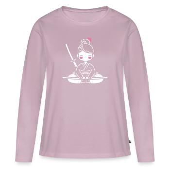 iaido - T-shirt manches longues Premium bio Femme - rose poudré - Devant - Julia (174cm)