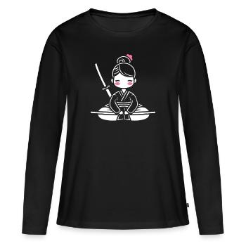 iaido - T-shirt manches longues Premium bio Femme - noir - Devant - Julia (174cm)
