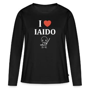 iaido - T-shirt manches longues Premium bio Femme - noir - Devant - Julia (174cm)