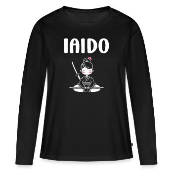 iaido - T-shirt manches longues Premium bio Femme - noir - Devant - Julia (174cm)