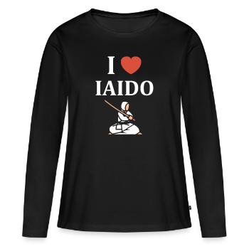 iaido - T-shirt manches longues Premium bio Femme - noir - Devant - Julia (174cm)