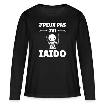 iaido - T-shirt manches longues Premium bio Femme - noir - Devant - Julia (174cm)