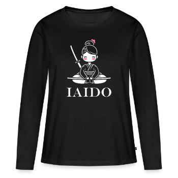 iaido - T-shirt manches longues Premium bio Femme - noir - Devant - Julia (174cm)