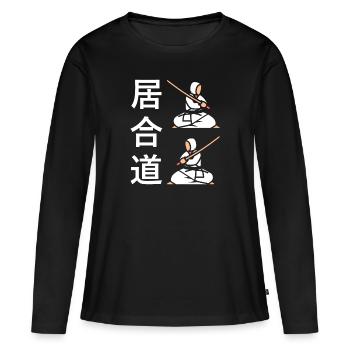 iaido - T-shirt manches longues Premium bio Femme - noir - Devant - Julia (174cm)
